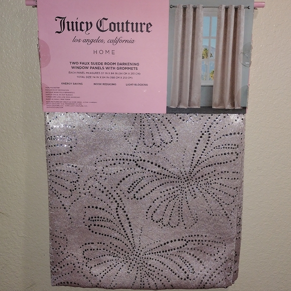 JUICY COUTURE WINDOW CURTAIN LIGHT PINK BUTTERFLIES JUICY COUTURE WINDOW PANELS